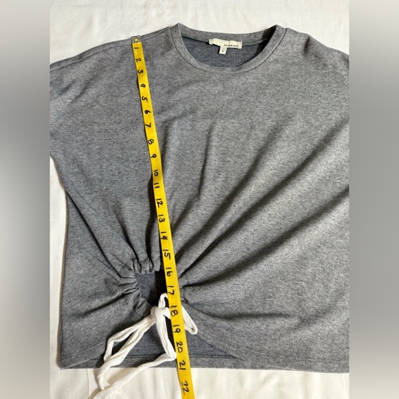JUNE & HUDSON Gray Puff Sleeve Ruched Sweatshirt size S - Picture 13 of 13